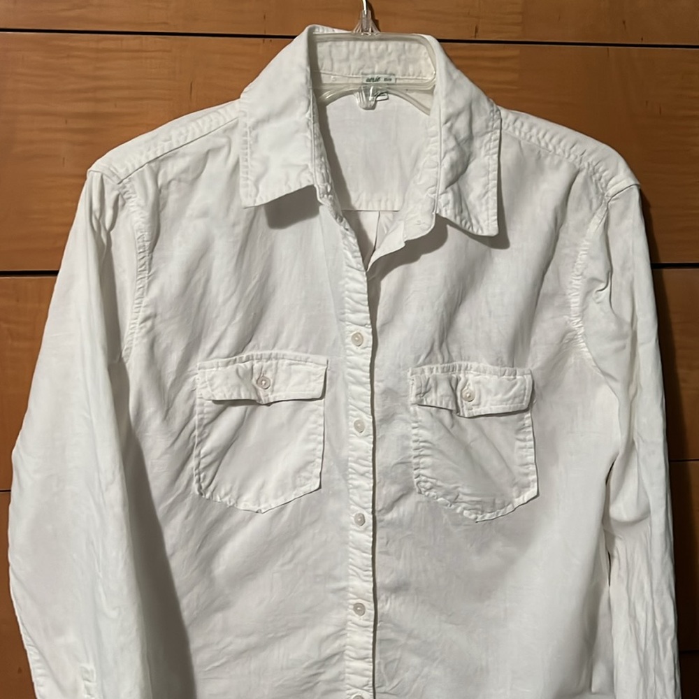 Aerie White Linen Blend Boyfriend Button Down Shirt Size XS Small